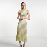 Long satin backless sleeveless dress