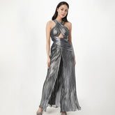 Socialite style banquet dress long skirt cross hanging neck and waist slimming dress