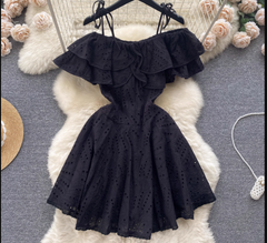 Schulterfreies Rüschenkleid für Damen im Sommer