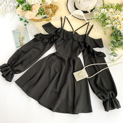 Vestido elegante de verano de manga larga en forma de A