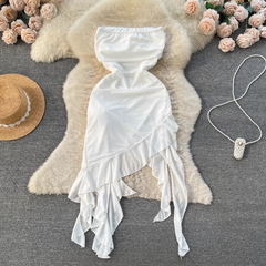 Kleid mit unregelmäßigen Rüschen