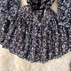 Blumenkleid Damen Französisch Retro Chiffonrock Sommer