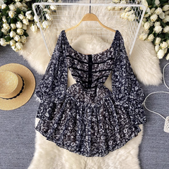 Blumenkleid Damen Französisch Retro Chiffonrock Sommer