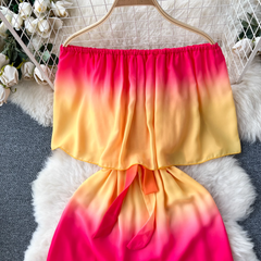 Verwischt one-shoulder kleid frauen sommer taille gurt design gefühl