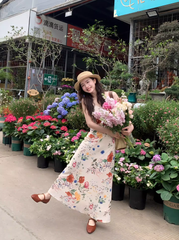 Damen Sommerkleid mit Blumenmuster und Trägern