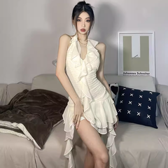 Rüschen Patchwork Design Kleid unregelmäßigen Feenrock