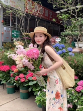 Damen Sommerkleid mit Blumenmuster und Trägern