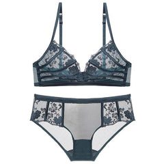 Ultradünnes BH-Set mit Spitzenstickerei ohne Stahlring