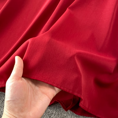 Vestido elegante retro de escote cuadrado y largo medio con volantes en color liso