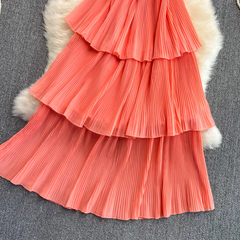 Off-the-shoulder strapless sweet ruffle maxi dress