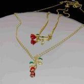 Romantic Red Rose Necklace And Bracelet Set