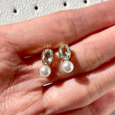 Pendiente tipo botón en color azul lago Aqua