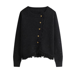 Women's diagonal button tassel sweater