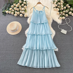 Blaues A-Linien-Kleid, Strandurlaub, Strandkleid