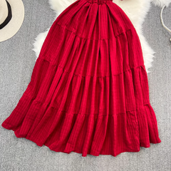 Schulterfreies A-Linien-Kleid, Urlaubskleid am Meer