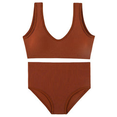 Conjunto de lencería sin espalda en forma de U sin costuras y sin aros