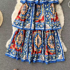 Bedrucktes Unterkleid mit quadratischem Ausschnitt, Sommerkleid