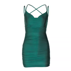 Vestido verde con cordones y espalda descubierta