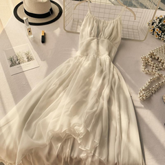 High Low rückenfreies Tüllkleid mit Spaghettiträgern