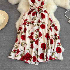 Sommerkleid für Damen mit Rosen-Print