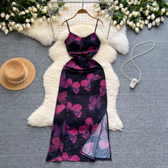 Trägerkleid mit Schmetterlings-Print