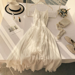 High Low rückenfreies Tüllkleid mit Spaghettiträgern