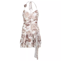 mini vestido con estampado de rosas