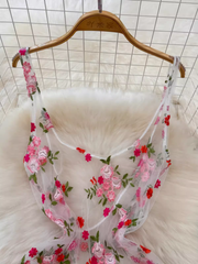 Women's summer embroidered mesh dress