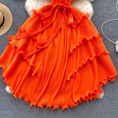 Sommerliches oranges Chiffonkleid