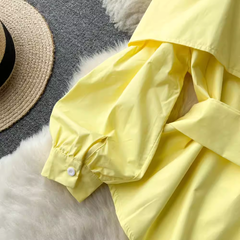 puff sleeve open back blouses