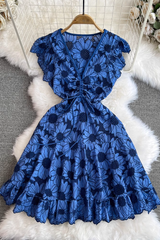 Sommerliches A-Linien-Kleid mit Rüschendruck