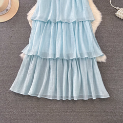 Blaues A-Linien-Kleid, Strandurlaub, Strandkleid