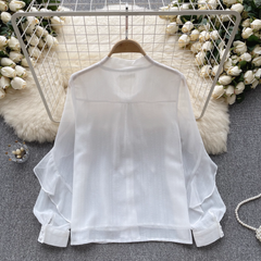 Rüschenblusen für Damen mit langen Ärmeln