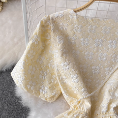 Vestido mini retro con escote cuadrado y mangas abullonadas