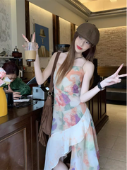 Hosenträgerkleid mit Tintendruck für Damen