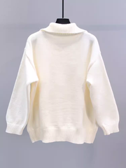 Suéter de cuello polo estilo universitario otoño e invierno.