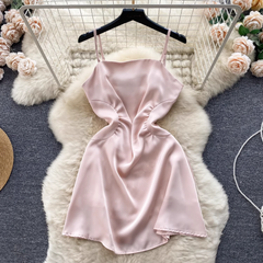 Damen Sommer Satinkleid