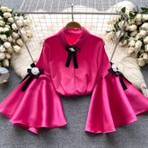 Glockenärmelhemd modische und vielseitige Blusen