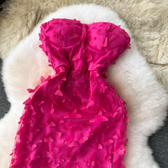 Three-dimensional butterfly tube top dress