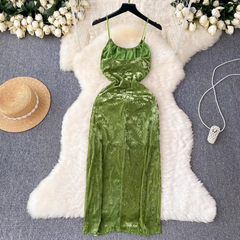 Schickes grün/schwarzes Midikleid