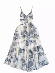 Damen Sommerkleid mit Strapsen und Retro-Print