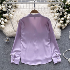 Women's autumn long sleeve satin blouses