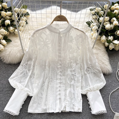 Women's Puff Sleeve Lace Blouses