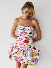 style tube top high waist pleated design tutu dress