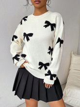 Weihnachtsschleife Langarm Vintage Y2k Strickpullover