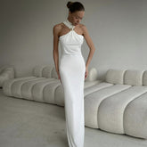 Metal Button Slim Fit Long Dress