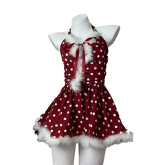 Christmas Polka Dot Raw Edge Dress