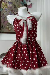 Christmas Polka Dot Raw Edge Dress