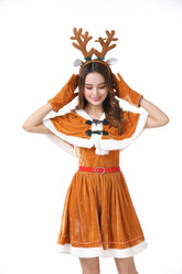 Conjunto navideño de terciopelo dorado invernal