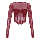 Top corsé transparente navideño